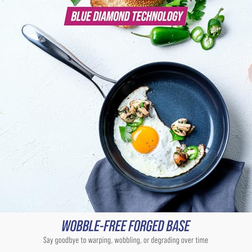 Blue Diamond Cookware Hard Anodized Ceramic Nonstick, 8" Frying Pan Skillet, PFAS-Free, Dishwasher Safe, Oven Safe, Grey - Image 2