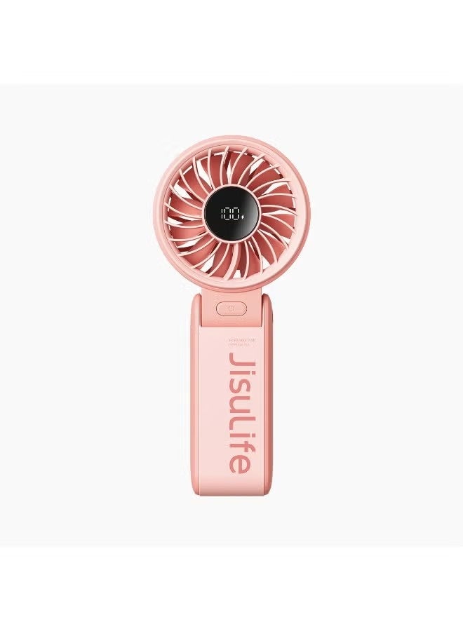 JISULIFE Handheld Fan Life7, Powerful Portable Fan with LED Display 19.5Hrs Max Cooling 5000mAh, 150° Folded 5 Speeds, Lanyard 3-IN-1 Hand Fan Desk Fan Neck Fan,Travel Essentials Gifts For Unisex Pink - Image 2