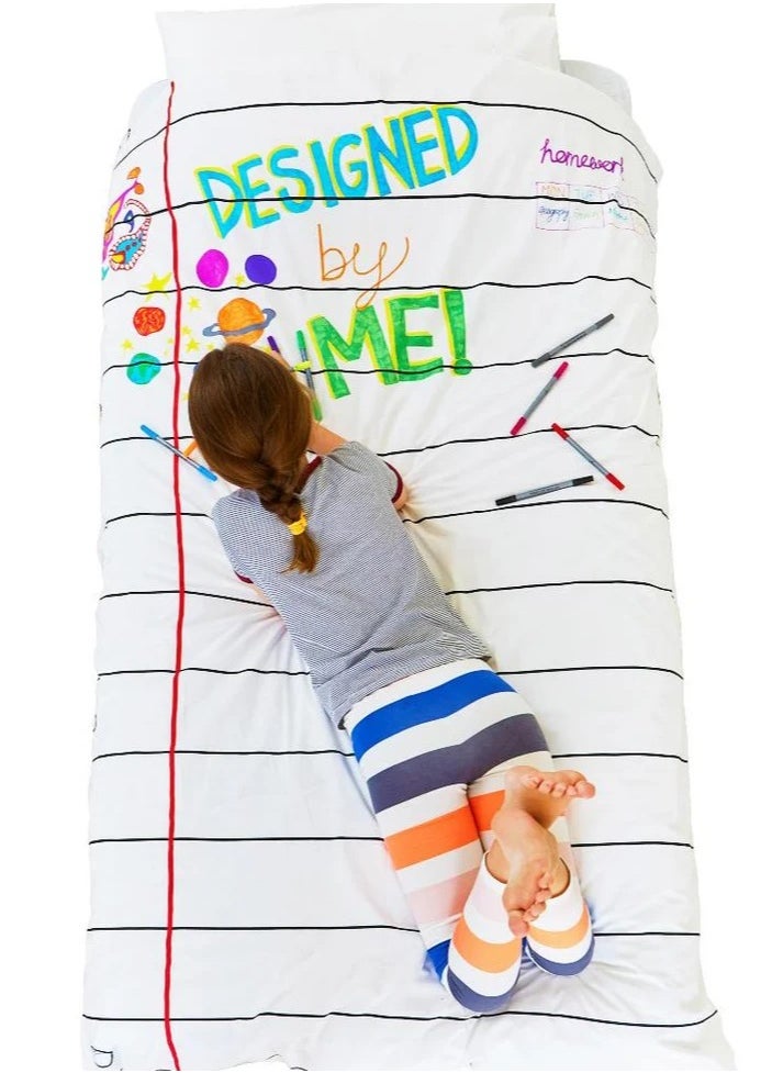 eatsleepdoodle Coloring Duvet Cover Single, Doodle  - Image 2