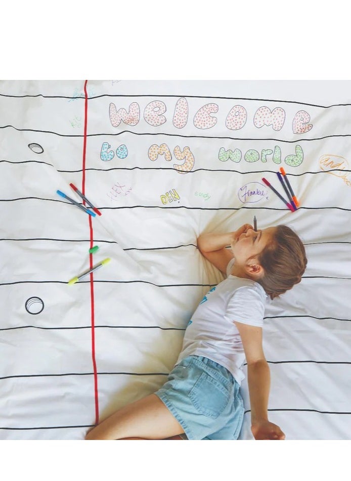 eatsleepdoodle Coloring Duvet Cover Single, Doodle  - Image 3