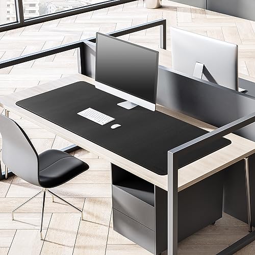 MAIDERN 51.2”x 19.6” Leather Desk Pad, Large Desk Mat, Reversible Cork & Leather Large Mouse pad for Desk, Waterproof Computer Desk Pad for Gaming Home Office (Black) … - Image 4
