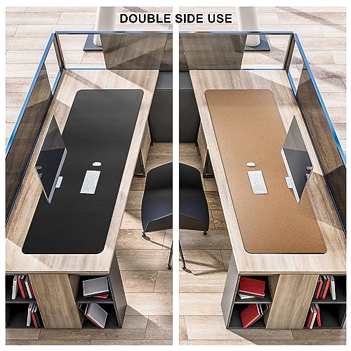 MAIDERN 51.2”x 19.6” Leather Desk Pad, Large Desk Mat, Reversible Cork & Leather Large Mouse pad for Desk, Waterproof Computer Desk Pad for Gaming Home Office (Black) … - Image 5