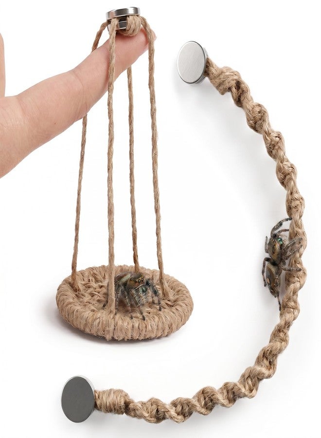 Aeaocvo 2 Pack Jumping Spider Rope Bridge Swings, Magnetic Handmade Braided Jumping Spider Accessories for Pet Tiny Animals Enclosure Decorations - Image 1