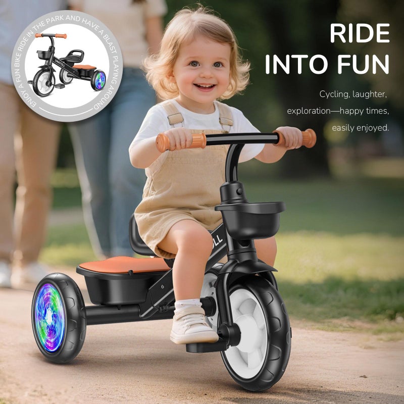 Umatoll Tricycle for Toddlers 2-5 Year Old, Ajustable Toddler Bike Outdoor Toys, Birthday Gift for Boy Age 2-4, Trike with Light up Wheels - Image 5