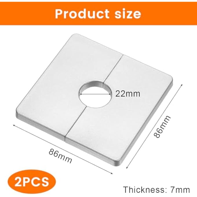 2 PIECES HOLE COVERS, RADIATOR TUBES, INNER DIAMETER 22MM, WALL HOLE COVERS FOR TUBES, SPLIT FLANGE, FOR SQUARE PLATES - Image 3
