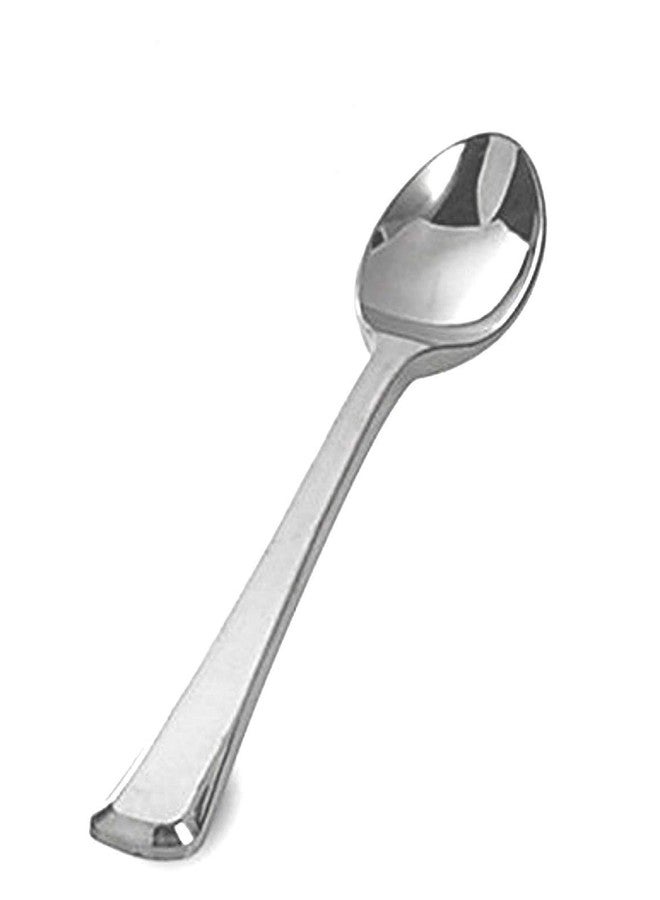 Zappy ملاعق زابي 100 صغيرة فضية بلاستيكية - ملاعق حلوى وآيس كريم بطول 3.75 بوصة - Image 2