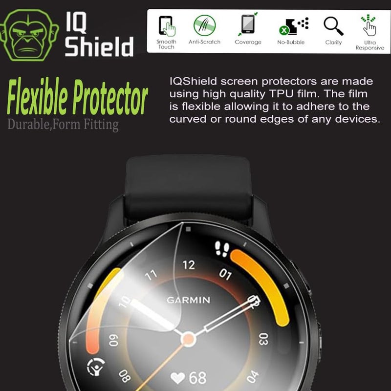 IQShield 6 Pack for Garmin Venu 3 Screen Protector 45mm - Clear TPU Film for Garmin Venu 3 45mm Bubble-Free Installation, Full Coverage, Scratch-Resistant, HD Clarity for Ultimate Protection - Image 3