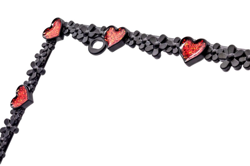 Creathome 3D Shining Daisy Heart License Plate Frame from Pure Zinc Alloy Metal Perfect Plate Holder, Matt Black with Red Glitter, Luminously Heart - Image 5