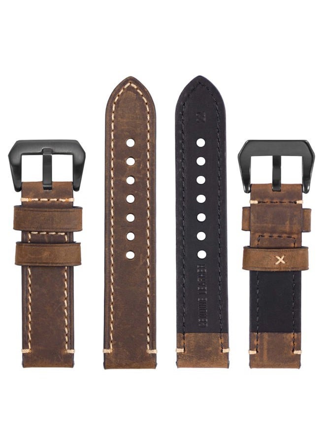 EACHE Mens Watch Bands, 20mm Crazy Horse Genuine Leather Handmade Watch Straps Dark Brown-Black Buckle - Image 4