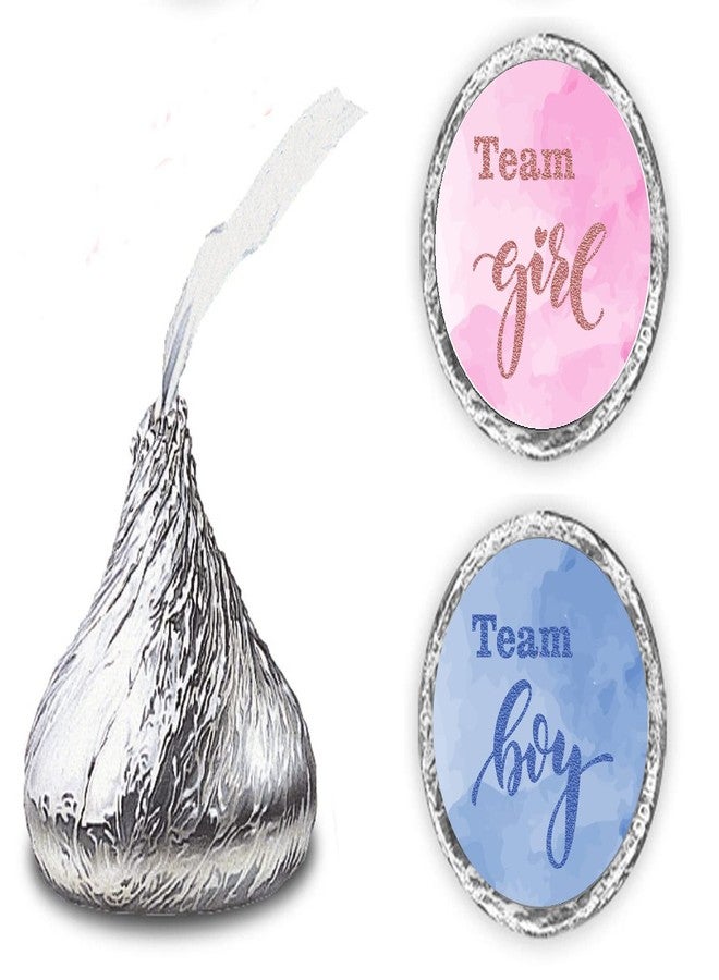 RokAPary 216 Team Girl Team Boy Kisses Labels for Gender Reveal Party, Baby Shower Or Baby Sprinkle Event Decorations, Boy or Girl Stickers, Wrappers, Great for Tags, Games (Pink, Blue) Made in USA - Image 1