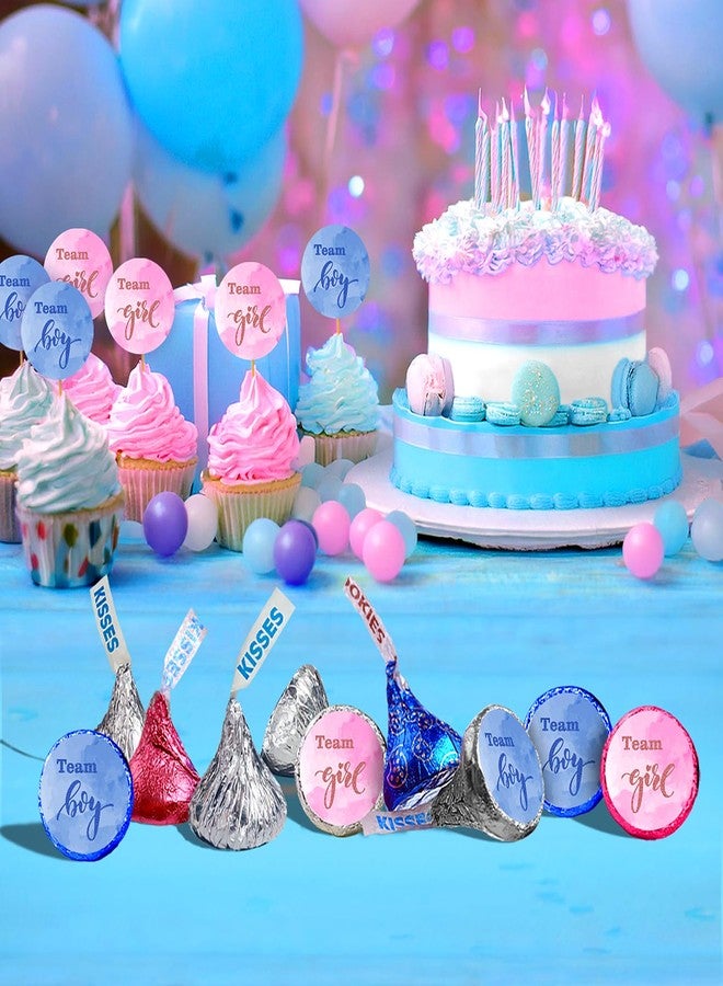 RokAPary 216 Team Girl Team Boy Kisses Labels for Gender Reveal Party, Baby Shower Or Baby Sprinkle Event Decorations, Boy or Girl Stickers, Wrappers, Great for Tags, Games (Pink, Blue) Made in USA - Image 5