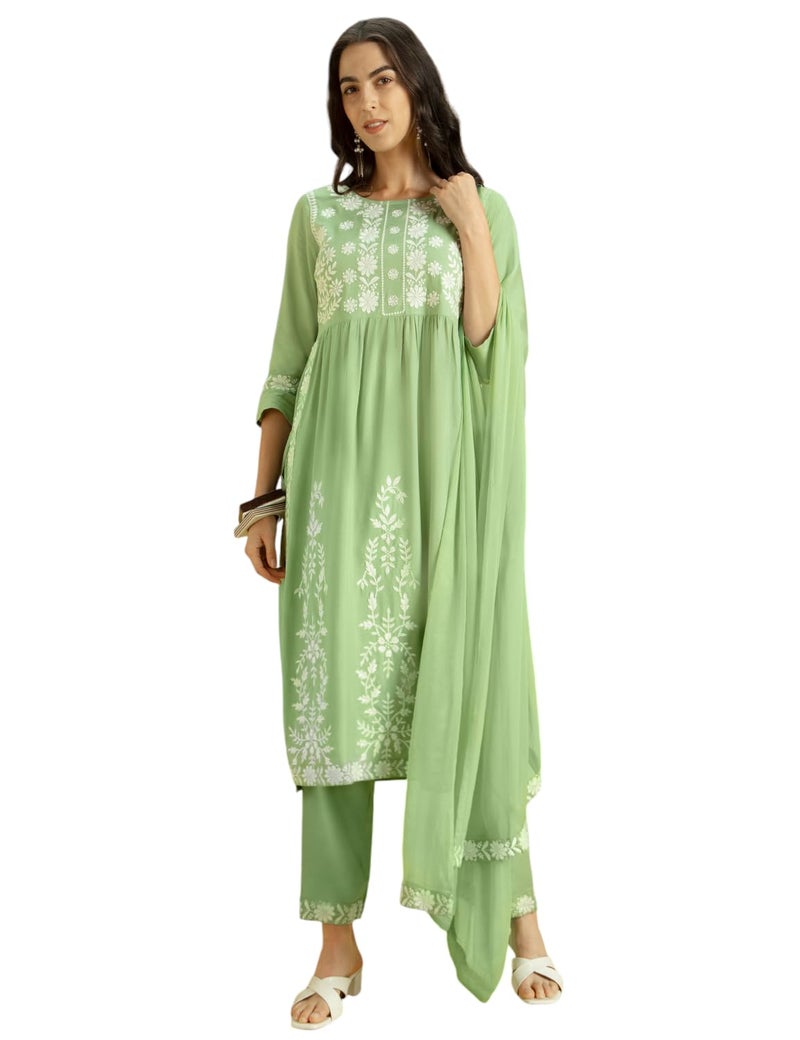KAARI Rayon 7525 Women's Kurta Suit Set (KAAAW24WSKD-70018_Pista Green_Medium) - Image 4