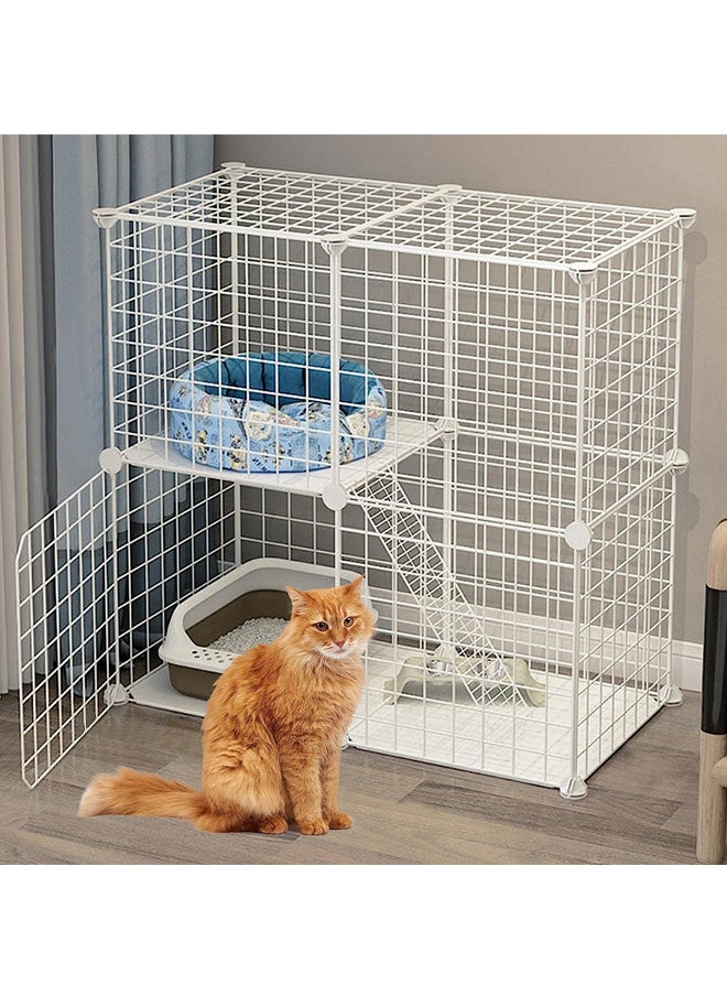 Neostyle - Cat Cage Indoor,Detachable Metal Pet Playpen,Portable Collapsible  Cage Enclosure for Small and Medium Pets(75 * 73 * 39cm,white) - Image 1