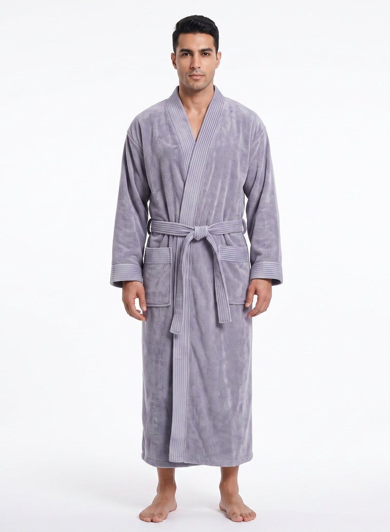 Donetella 1-Pcs Unisex  Bathrobe  XL Size - Kimono Collar, Highly Absorbent, Quick Dry, Soft Spa Robe with Belt & Pockets - Microfiber 330 GSM, Everyday Use - Image 1
