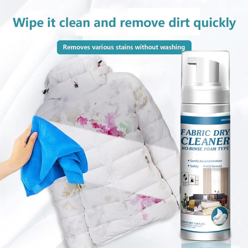 KASTWAVE Fabric Sofa Cleaner Foam, Wash-Free Dry Foam Cleaner, Dry Spot Remover for Clothes, Fabric Sofa Cleaning Foam, Fabric Dry Cleaning Foam Sprayer, Multi-Purpose Stain Dry Cleaner Rinse-free 200ML - Image 1