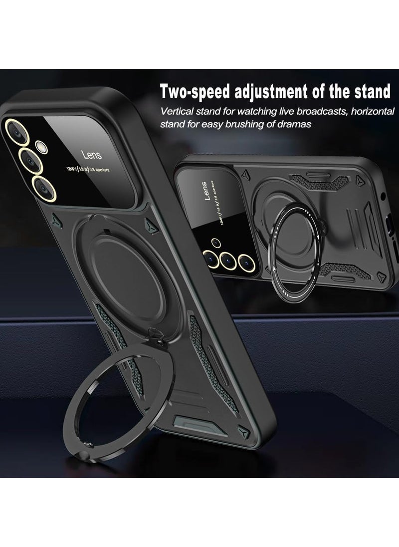 VKL Magnetic Ring Case with Stand for Samsung Galaxy A 55 5G,Built in 360° Rotatable Ring Stand Slim Protective Shockproof Phone Case for Galaxy A 55 5G (Black)  - Image 4