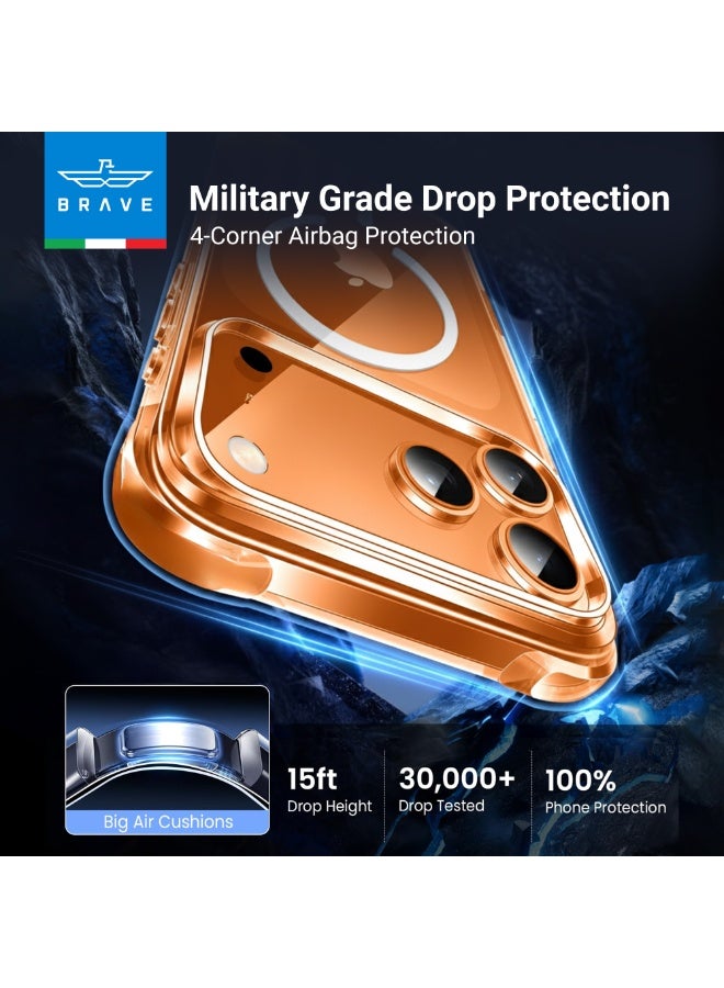 Brave iPhone 17 Pro Case Compatible with MagSafe, Shockproof Magnetic Silicone & Hard Shell Hybrid Case, Military-Grade 15ft Drop Protection, 30,000× Drop Tested, Slim Anti-Yellowing, Anti-Scratch & Anti-Fingerprint, Full-Coverage with Raised Edges, Wear-Resistant, Supports Wireless Charging (Clear) - Image 2