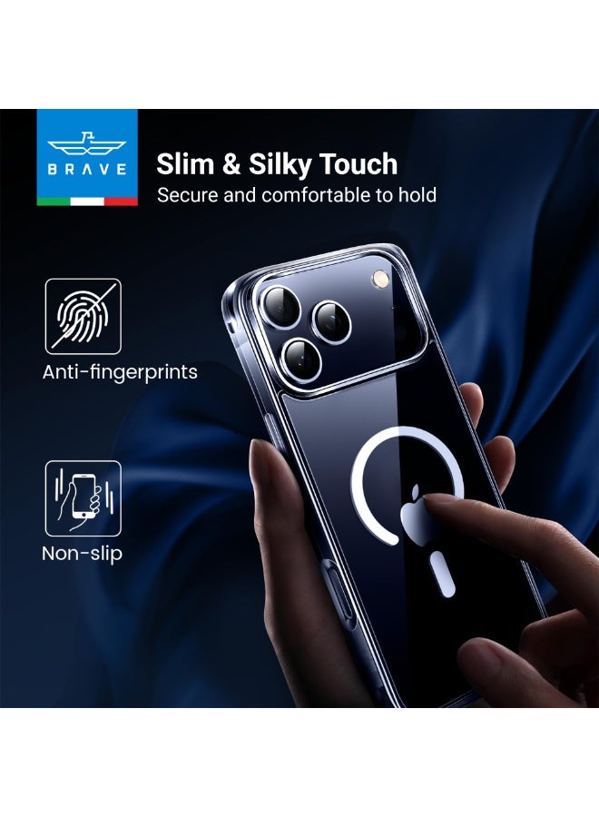 Brave iPhone 17 Pro Case Compatible with MagSafe, Shockproof Magnetic Silicone & Hard Shell Hybrid Case, Military-Grade 15ft Drop Protection, 30,000× Drop Tested, Slim Anti-Yellowing, Anti-Scratch & Anti-Fingerprint, Full-Coverage with Raised Edges, Wear-Resistant, Supports Wireless Charging (Clear) - Image 5