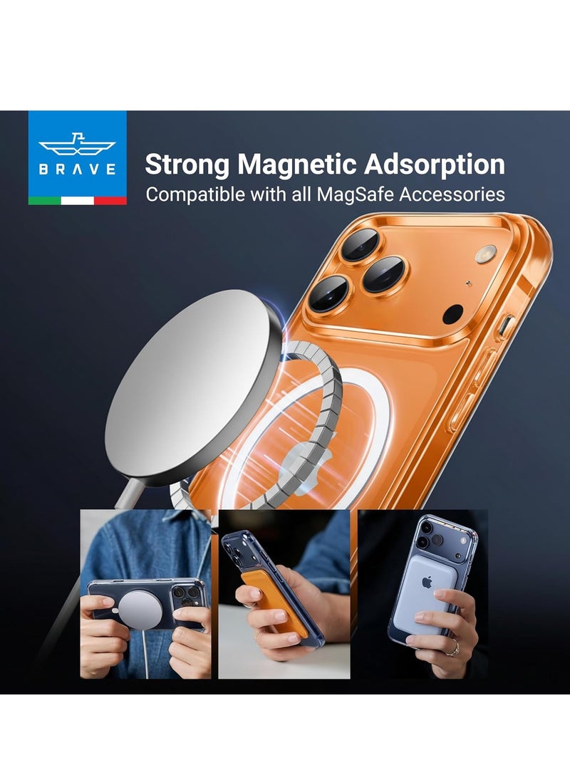 Brave iPhone 17 Pro Case Compatible with MagSafe, Shockproof Magnetic Silicone & Hard Shell Hybrid Case, Military-Grade 15ft Drop Protection, 30,000× Drop Tested, Slim Anti-Yellowing, Anti-Scratch & Anti-Fingerprint, Full-Coverage with Raised Edges, Wear-Resistant, Supports Wireless Charging (Clear) - Image 4