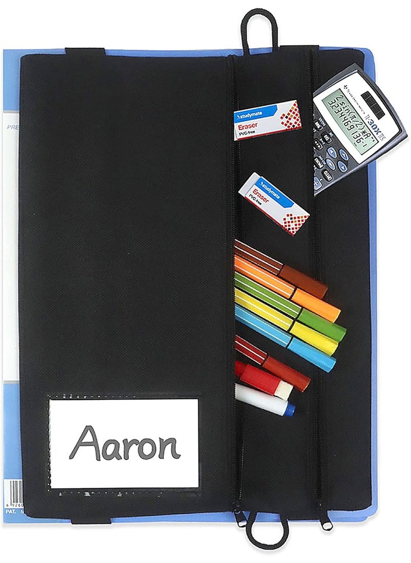 Starsouce Adjustable Elastic Band Multi Pockets Pen Holder Zippered Office Supplies Organizer Caculator Cards Keys Sleeve Pouch for File Folder Binder Book Journals Notebook 85 x 116 Inch Detachable  - Image 1
