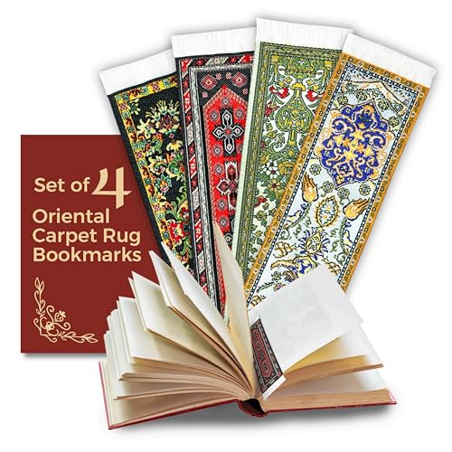 Fun-N-Nuf Oriental Carpet Rug Bookmark - Ifshan- Turkish Style - Beautiful, Elegant, High Quality, Woven Cloth Fabric Bookmarks! Best Gifts for Men Women Adults Teens Teachers & Librarians - Set of 4 Book marks - Image 2