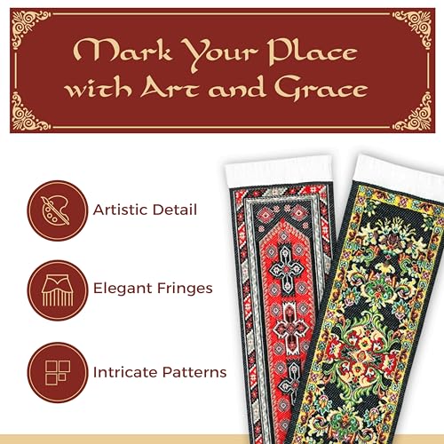 Fun-N-Nuf Oriental Carpet Rug Bookmark - Ifshan- Turkish Style - Beautiful, Elegant, High Quality, Woven Cloth Fabric Bookmarks! Best Gifts for Men Women Adults Teens Teachers & Librarians - Set of 4 Book marks - Image 3