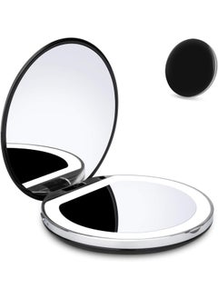 YUSONG YUSONG Makeup Mirror, Compact Mirror Pocket Mirror Small Portable Folding Double Sides Round Mirrors with Light Travel Purse Size 1x/5x Magnifying USB Rechargeable Mirror for Women (Black) 
