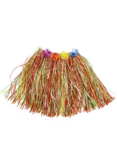Vitacelli 10Pcs Hawaiian Hula Dancer Grass Skirt With Flower Costume Set  - Image 1