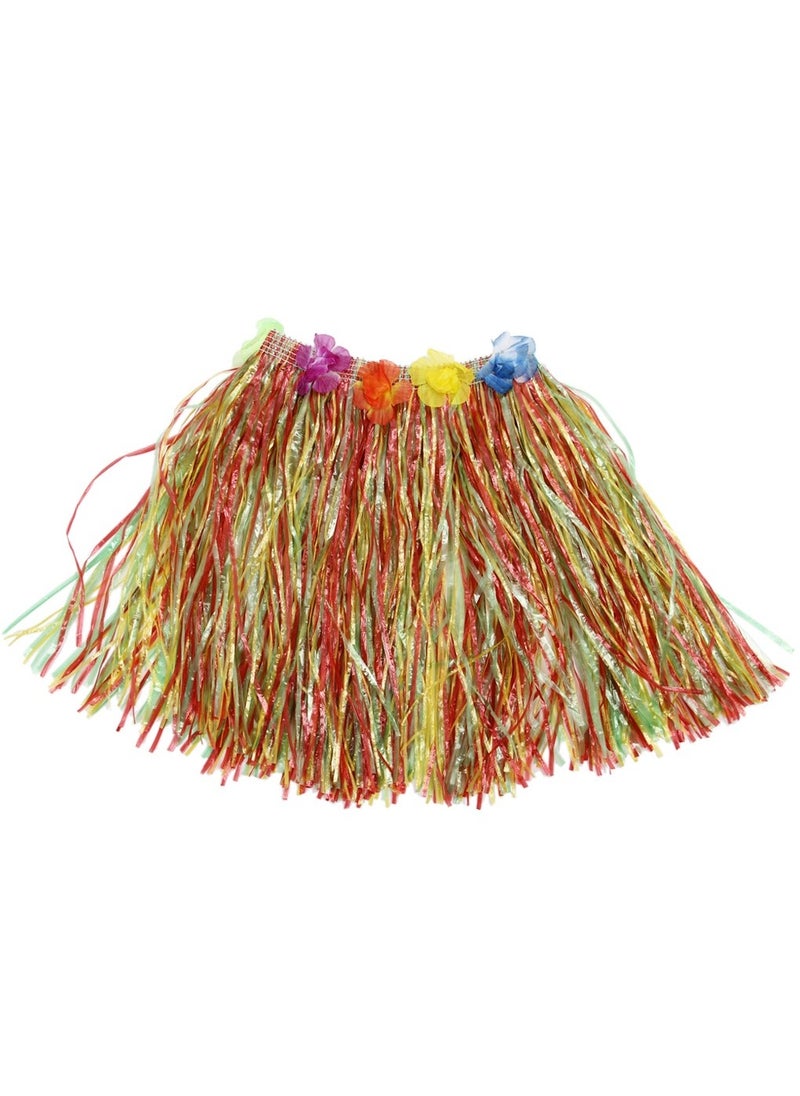 Vitacelli 10Pcs Hawaiian Hula Dancer Grass Skirt With Flower Costume Set  - Image 1