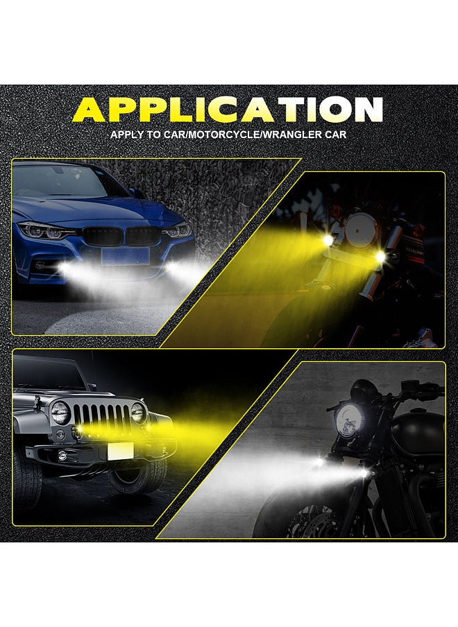 Generic 2Pcs Motorcycle LED Driving Light Fog Lamp Dual Color 6000K White 3000K Yellow 60W LED Spotlight for Motorcycle Car Tractor Truck ATV SUV Boat  - Image 3