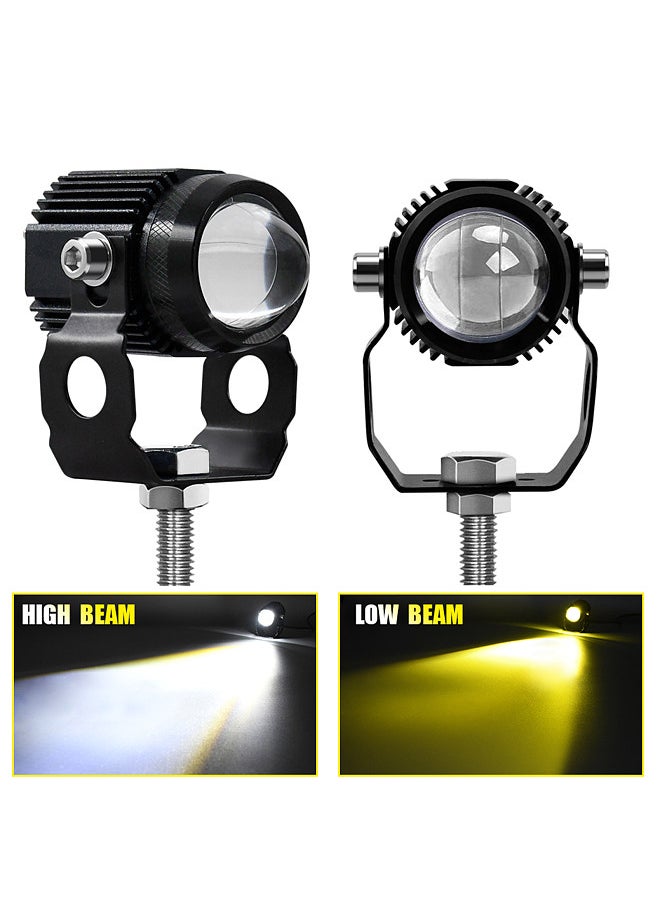 Generic 2Pcs Motorcycle LED Driving Light Fog Lamp Dual Color 6000K White 3000K Yellow 60W LED Spotlight for Motorcycle Car Tractor Truck ATV SUV Boat  - Image 5