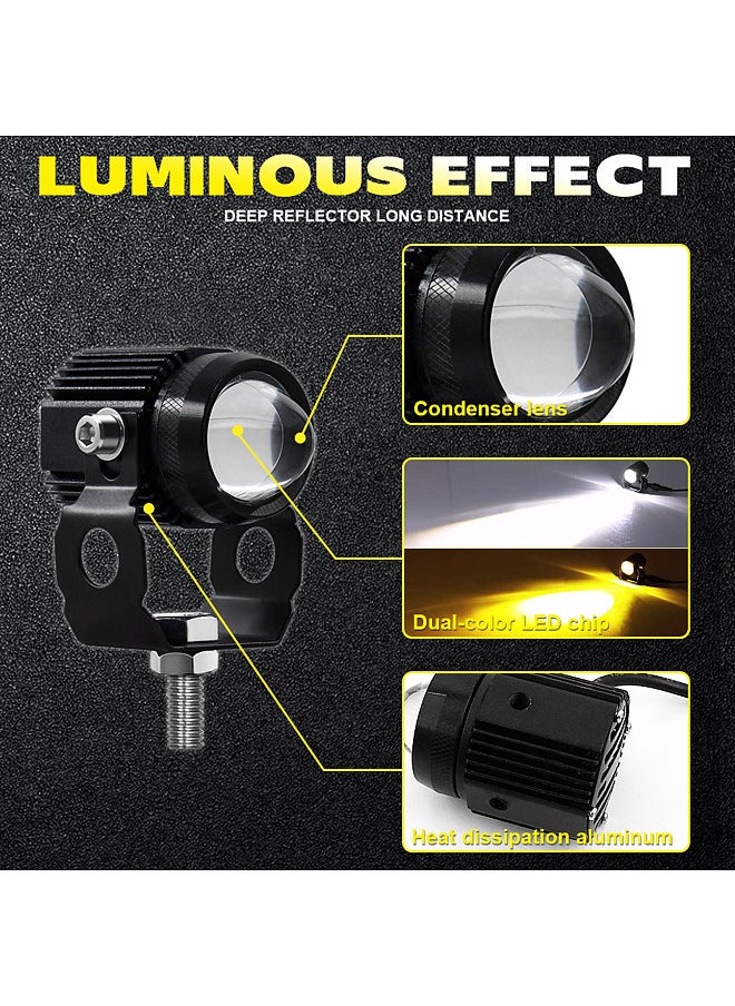Generic 2Pcs Motorcycle LED Driving Light Fog Lamp Dual Color 6000K White 3000K Yellow 60W LED Spotlight for Motorcycle Car Tractor Truck ATV SUV Boat  - Image 2