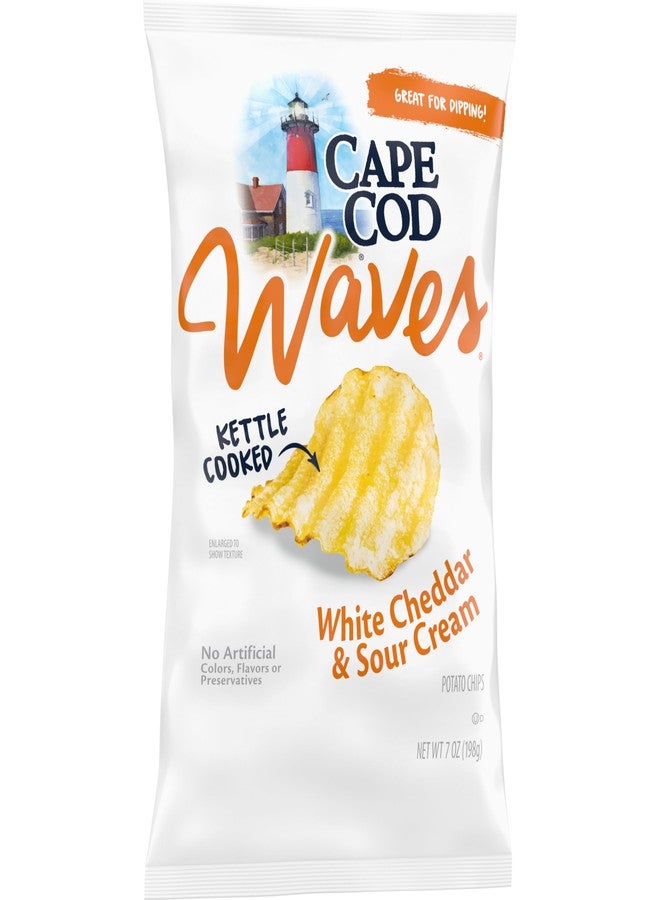 Cape Cod Waves Potato Chips Wavy Cut White Cheddar & Sour Cream, 7 Oz - Image 5