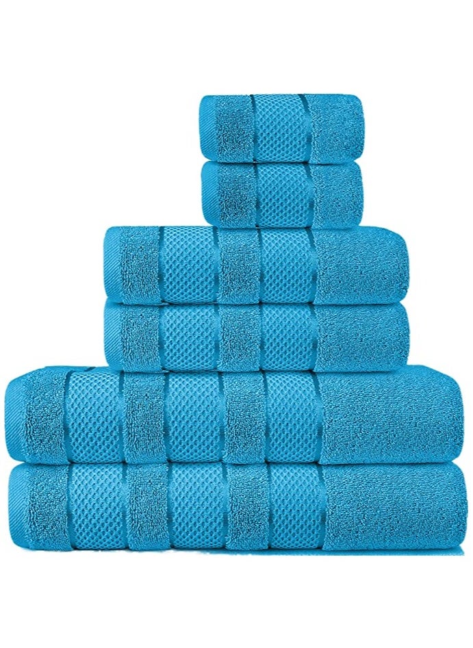 Safi Plus 6-Piece Towel Set 100% Turkish Genuine Cotton Super Soft & Absorbent Luxury Hotel Quality 600 GSM Cotton Bathroom Towels, 2 Bath Towels, 2 Hand Towels, 2 Washcloths, Royal Blue  - Image 1