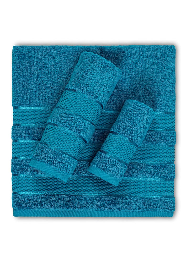 Safi Plus 6-Piece Towel Set 100% Turkish Genuine Cotton Super Soft & Absorbent Luxury Hotel Quality 600 GSM Cotton Bathroom Towels, 2 Bath Towels, 2 Hand Towels, 2 Washcloths, Royal Blue  - Image 2