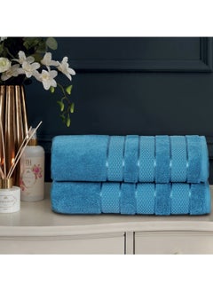 Safi Plus 6-Piece Towel Set 100% Turkish Genuine Cotton Super Soft & Absorbent Luxury Hotel Quality 600 GSM Cotton Bathroom Towels, 2 Bath Towels, 2 Hand Towels, 2 Washcloths, Royal Blue  - Image 5
