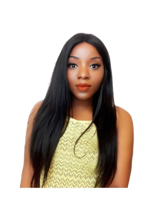 إسكدنيا شعر مستعار اصطناعي مستقيم طويل أسود - Image 2