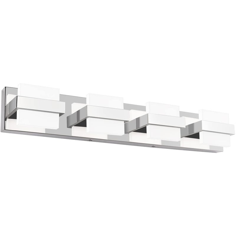 SOLFART SOLFART 4 Lights Chrome Bathroom Light Fixtures Modern LED Bathroom Light Vanity Lights Over Mirror 27 inch White Light Dimmable