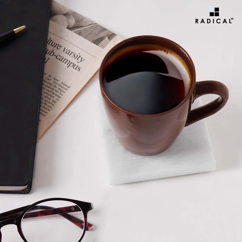 Radicaln Marble Coasters Square 3.5" Inches White Handmade Absorbent Stone Coaster Set for Drinks â€“ Perfect for Home and Kitchen Use, Set of 6 Coasters - Image 2