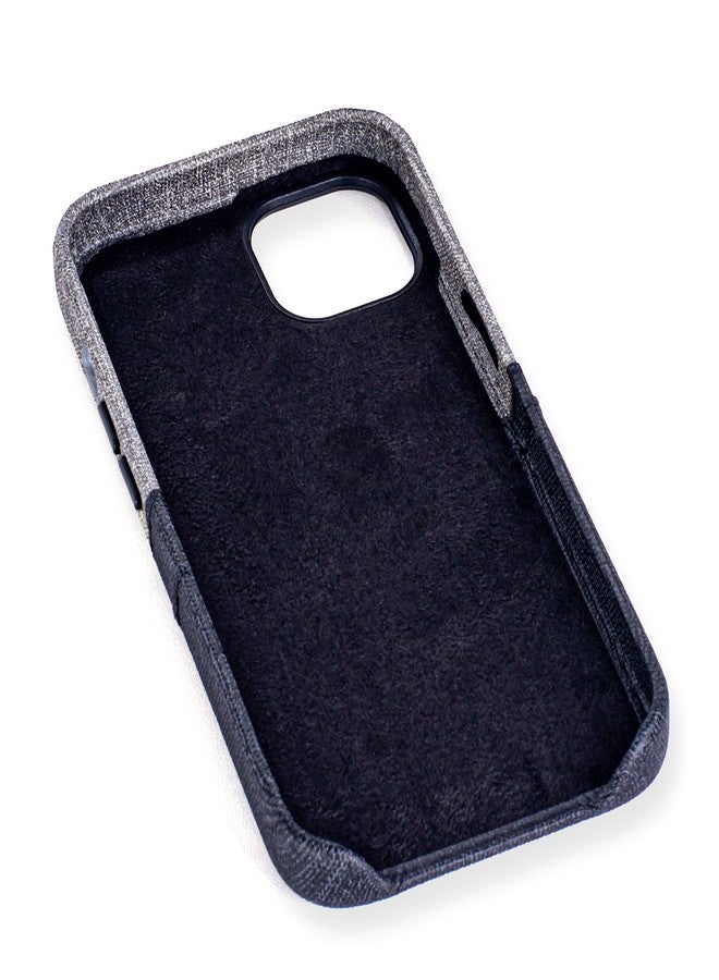 Dockem Wallet Case for iPhone 13 with Built-in Metal Plate for Magnetic Mounting & 2 Credit Card Holder Pockets: Luxe M2, Canvas Style Synthetic Leather (6.1" iPhone 13, Black and Grey) - Image 5