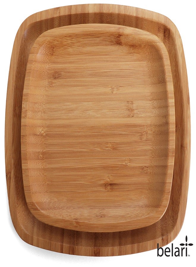 Belari 8" Bamboo Plate Set - Bamboo Reusable Plates - Square Bamboo Plates - Wood Plates Dinnerware - Bamboo Dinner Plates - Bamboo Dinnerware Set - Eco Friendly Plates (4 Pack / 8" Square) - Image 5