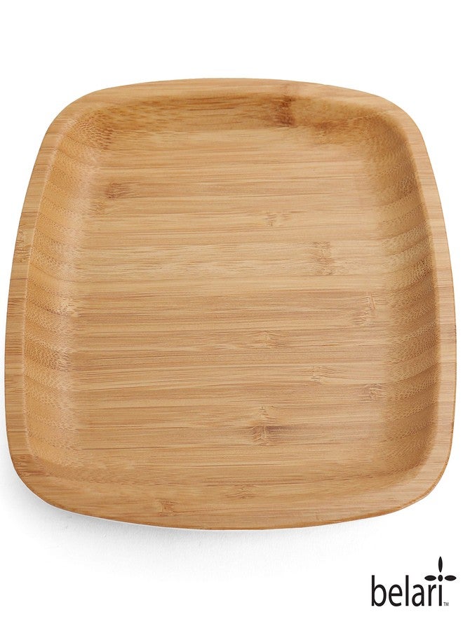 Belari 8" Bamboo Plate Set - Bamboo Reusable Plates - Square Bamboo Plates - Wood Plates Dinnerware - Bamboo Dinner Plates - Bamboo Dinnerware Set - Eco Friendly Plates (4 Pack / 8" Square) - Image 4