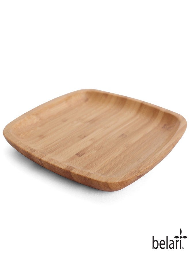 Belari 8" Bamboo Plate Set - Bamboo Reusable Plates - Square Bamboo Plates - Wood Plates Dinnerware - Bamboo Dinner Plates - Bamboo Dinnerware Set - Eco Friendly Plates (4 Pack / 8" Square) - Image 3