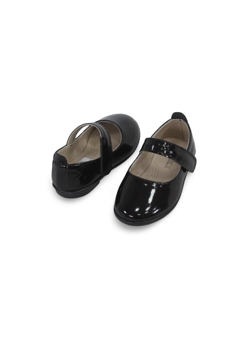 EASY Baby Girls Leather Ballerina – Shiny Black - Image 1