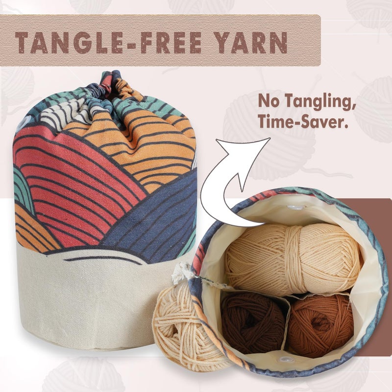 Togetrue Yarn Bag  Small Knitting Crochet Bag  Portable Yarn Storage Bags Organizer For Crocheting Project  Store Skein Ball  Short Knitting Needle (Small  Color Arc) - Image 5
