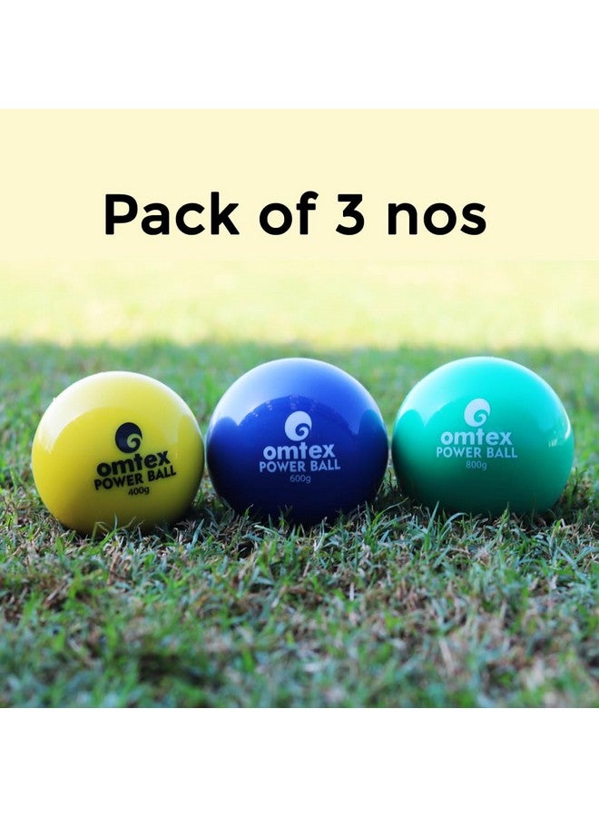 omtex Power Ball PVC Training Cricket Weighted Ball Combo Set for Batting and Pitching Size 400g 600g 800g Multicolor Pack of 3 - Image 2
