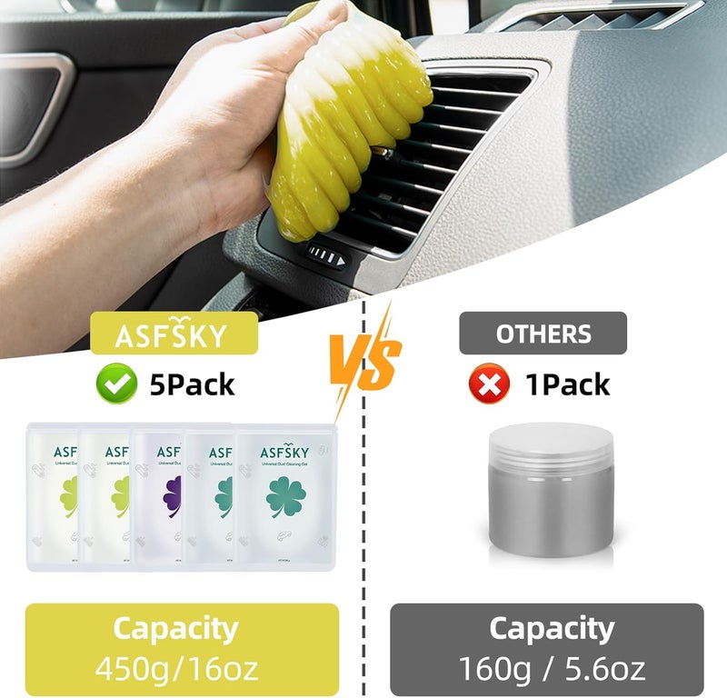 ASFSKY Car Cleaning Gel for Car Detailing Car Cleaning Putty for Interior Cleaner for Car Vents Car Cleaning Gel Pack 450g（5 Pack） - Image 2