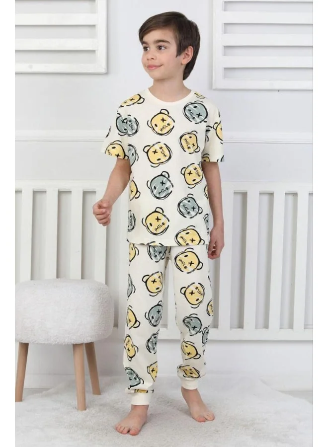 zuzunga Striped Bear Print Boys' Pajama Set.