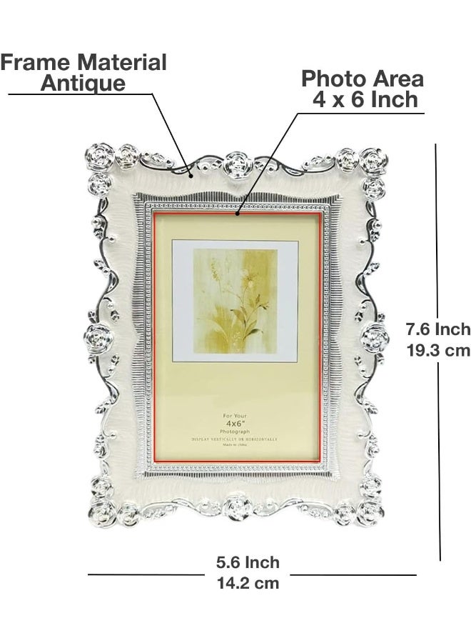 Decorhills إطارات وزخارف ديكور هيلز صورة عتيقة بتشطيب فضي 4x6 بوصة - Image 4