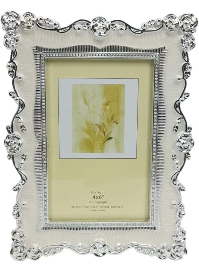 Decorhills إطارات وزخارف ديكور هيلز صورة عتيقة بتشطيب فضي 4x6 بوصة - Image 1